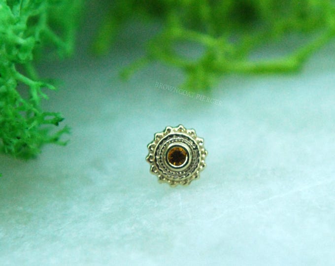 BVLA - 14k Yellow Gold 4mm "Afghan"   Threadless attachment - Citrine - Push Fit / Pin
