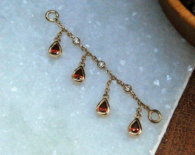 Junipurr 14kt Yellow Gold Karro Chain - With Cubic Zirconia and Garnet - CZ - Decorative - Dangle