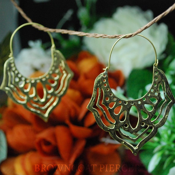 Brass Decorative Earrings - Hoop, decorative PAIR