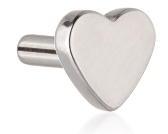 Titanium Heart Labret - 1.2mm (16 gauge) -  Internally threaded OR Threadless options - Labret Stud - Implant Grade - Various lengths