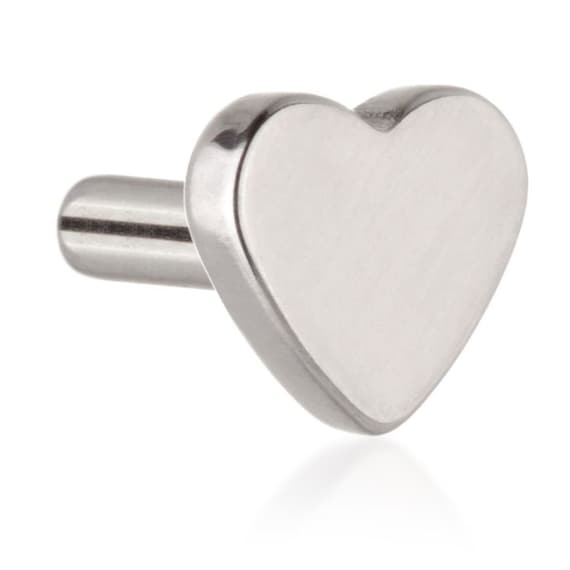 Titanium Heart Labret - 1.2mm (16 gauge) -  Internally threaded OR Threadless options - Labret Stud - Implant Grade - Various lengths