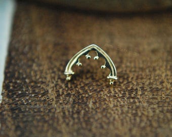 Solid 14k Yellow Gold Anya Threadless End - Junipurr -  Push Fit Attachment, Pin, Architecture, medieval, elegant