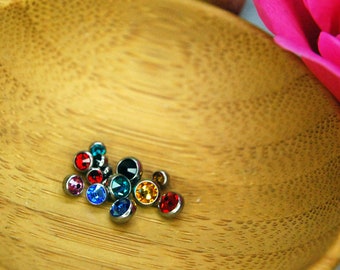 Internally Threaded Bezel Set CZ Gem Ends - Various Sizes and Colours Available  -- 16ga / 1.2mm