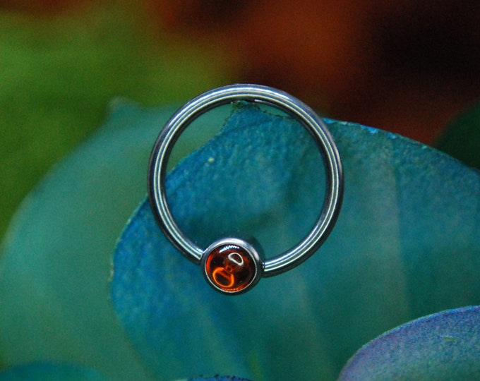 Titanium BCR - Natural Garnet - Captive Bead Rings, Red, Ball Closure Ring
