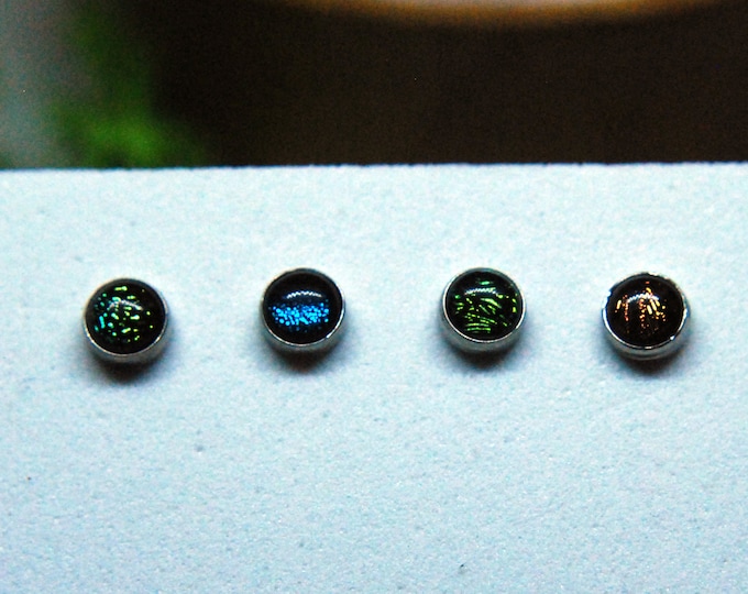 Titanium Bezel Set Threadless End - Glass - Iridescent