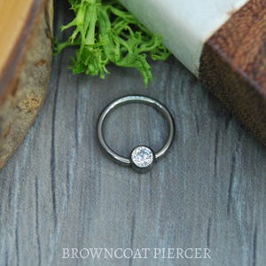 Titanium BCR - Cubic Zirconia - Captive Bead Rings, Crystal, Ball Closure Ring