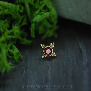 BVLA - 14k Yellow Gold "Mini Kandy" 5mm Threadless attachment - Synthetic Red