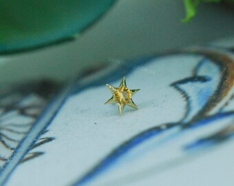 18k Yellow Gold Threadless North Star End - Genuine Faceted Citrine - Anatometal - push Fit attachment