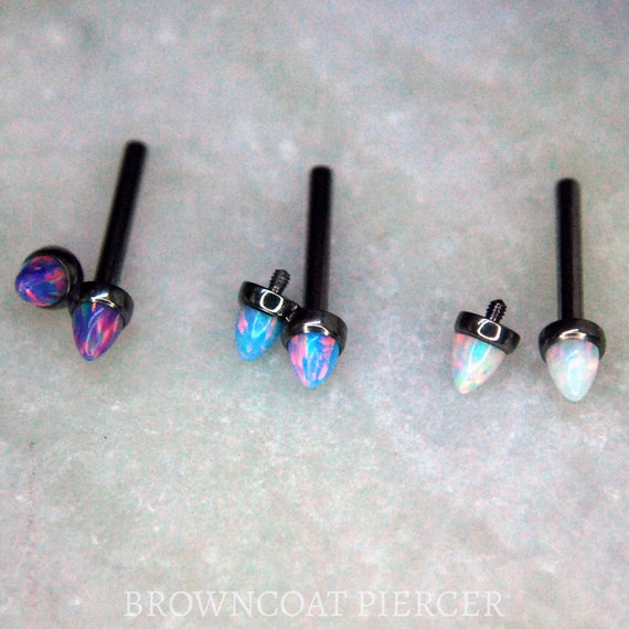 A Pair of Titanium Bullet End Opal Nipple Bars 14ga Internally Threaded Barbell Double Gem Multiple Colour Etsy Canada
