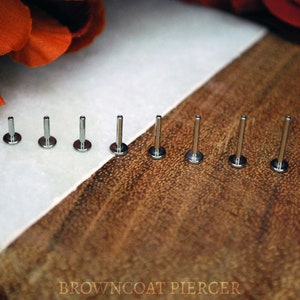 Labret sans filetage basique en titane calibre push ,8 mm 20ga, 1 mm 18ga, 1,2 mm 16ga, 1,6 mm 14ga Clou labret image 2