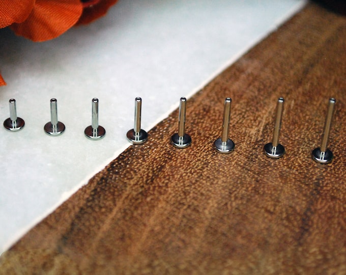 Basic Titanium Threadless Labret (Push fit) .8mm (20ga), 1mm (18ga), 1.2mm (16ga), 1.6mm (14ga) - Labret Stud
