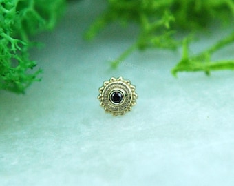 BVLA - 14k Yellow Gold 4mm "Afghan"   Threadless attachment - Garnet - Push Fit / Pin