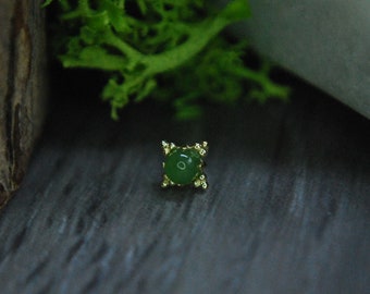 Anatometal 18k Yellow Gold Threadless Zia End - Genuine Jade Cabochon -  push Fit