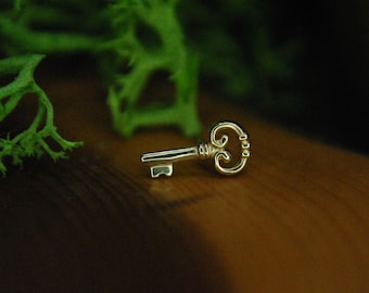 14k Gold Threadless Key End - Skeleton Key - push fit attachment - Yellow or White