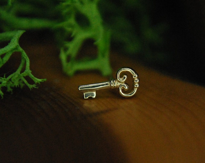14k Gold Threadless Key End - Skeleton Key - push fit attachment - Yellow or White Gold