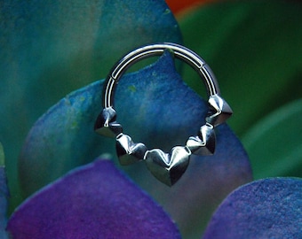 Heart Titanium Hinged Segment Ring - Clicker- Daith, Septum, Helix, Nostril, earlobe, Etc.