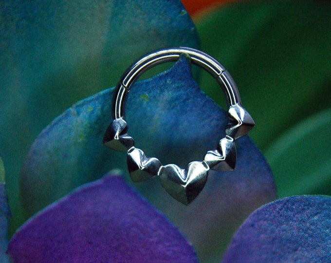 Heart Titanium Hinged Segment Ring - Clicker- Daith, Septum, Helix, Nostril, earlobe, Etc.