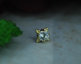 18k Yellow Gold Threadless Zia End - Cubic Zirconia CZ - Anatometal - 3mm