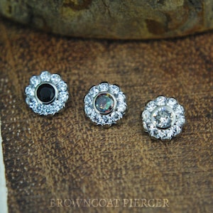 Internally Threaded Titanium Flower Cluster, Body Jewellery. Colour Options 16ga, 1.2mm