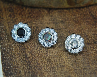 Internally Threaded Titanium Flower Cluster, Body Jewellery. Colour Options 16ga, 1.2mm