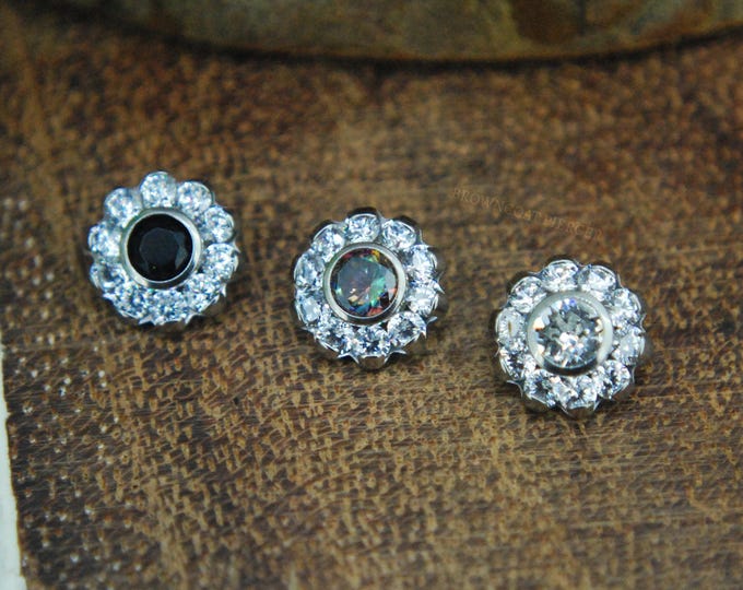 Internally Threaded Titanium Flower Cluster, Body Jewellery. Colour Options 16ga, 1.2mm