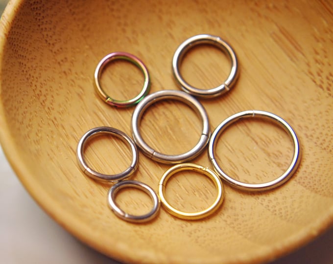 Hinged Segment Ring / Clicker - Titanium Hoops - Septum, Daith, Earring, Helix, Nostril, Etc. 20g, 18g, 16g, 14g