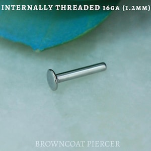 High mirror polish Titanium Internally Threaded Labret - JUNIPURR - 1.2mm (16ga), Labret Stud, bar, backing