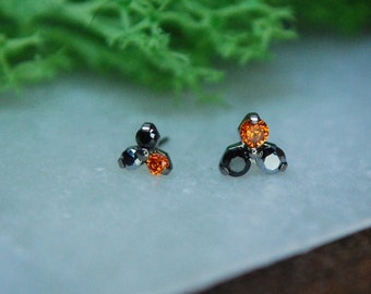 Neometal Trinity Threadless Ends - Limited Halloween, Cubic Zirconia, Orange, Black, Light Crome