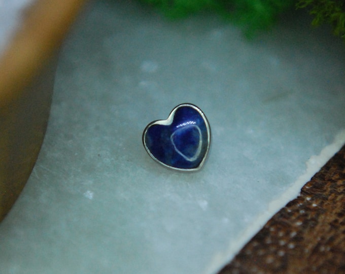 Internally Threaded Titanium Lapis Lazuli Heart attachments, Body Jewellery. 16ga, 1.2mm