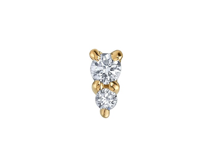 BVLA - 14k Yellow Gold "Tiny Jeanie 2"  Threadless attachment -  Cubic Zirconia - CZ - Push Fit