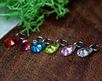Titanium Large Pear CZ Gem Piercing Charm, multiple colour options.