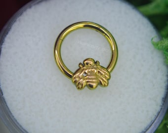 Pre-Anodised Bee Titanium Hinged Segment Ring - Clicker