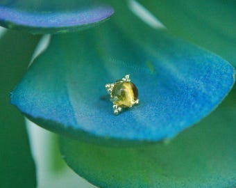 18k Yellow Gold Threadless Zia End - Genuine Citrine Cabochon - Anatometal - push Fit attachment