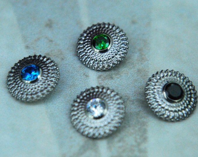 Internally Threaded Titanium Gemmed Shield attachment, Colour Options 16ga, 1.2mm