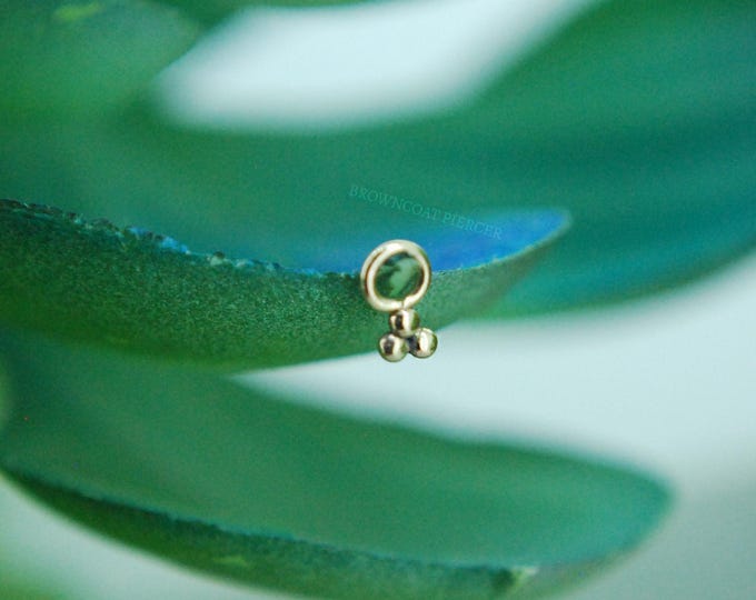Solid 14k Yellow Gold 3 Bead Trinity Charm  - Body Piercing Accessory