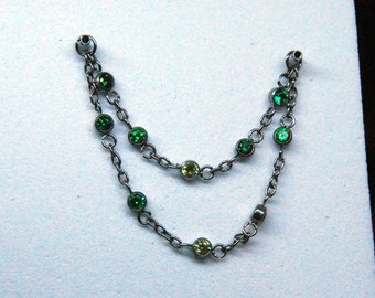Titanium Piercing Chain - '  Double Australis ' - Decorative - Accessory - Double Chain, Cubic Zirconia, CZ