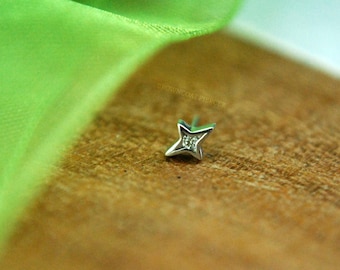 14k White Gold Threadless Divinity End - Diamond - push fit attachment