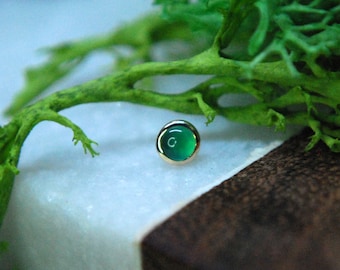 Solid 14k Yellow Gold 'Verity' Threadless End -  JUNIPURR Emerald Cabochon, push fit, attachment
