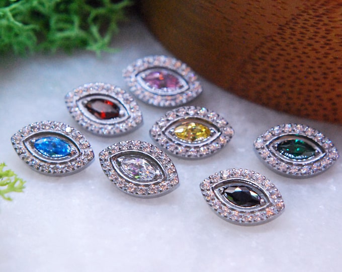 Internally Threaded Titanium Oval CZ Cluster Ends, Body Jewellery. 16ga, 1.2mm, Crystal Gem, Colour Options