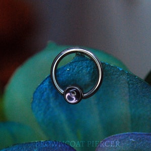 Titan BCR - Natürlicher Amethyst - Captive Bead Ringe, Lila, Ball Closure Ring