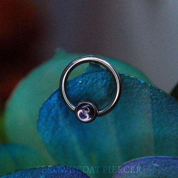 Titanium BCR - Natural Amethyst - Captive Bead Rings, Purple, Ball Closure Ring