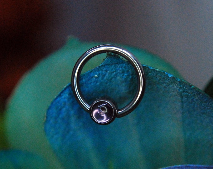 Titanium BCR - Natural Amethyst - Captive Bead Rings, Purple, Ball Closure Ring