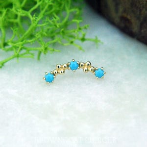 Solid 14k Yellow Gold 'Harlow' Threadless End -  JUNIPURR Synthetic Turquoise, push fit, attachment
