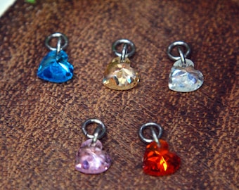 Titanium Heart CZ Gem Piercing Charm, multiple colour options.
