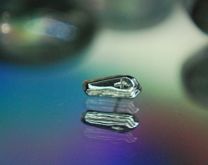 Solid 14k White Gold Coffin Threadless End - Laid to Rest -  push fit attachment