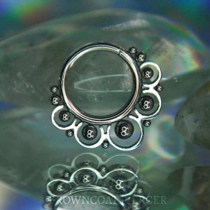 Anillo de titanio con cuentas y cierre de clic, calibre 16, con bisagra, segmento de 8 mm
