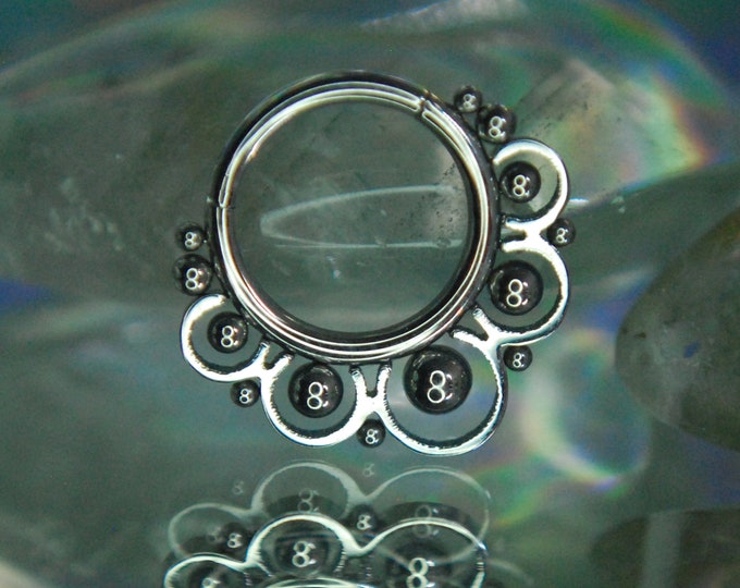 Titanium Beaded 'Lace' Clicker Ring - 16ga, hinged, Segment ring 8mm