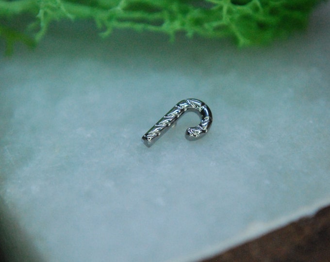 Titanium Internally Threaded Candy Cane End  - Attachment - 16ga / 1.2mm