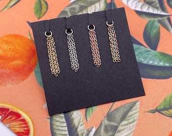 Solid 14k Yellow Gold 'Triple Rolo Tassel' Chain Charm - Hialeah - dangle, Piercing charm