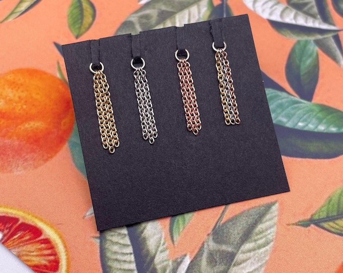 Solid 14k Yellow Gold 'Triple Rolo Tassel' Chain Charm - Hialeah - dangle, Piercing charm